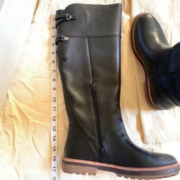 Timberland Leather Perfect Pairs Riley Flair Knee High Boots sz 8 Black Lug Sole - Picture 10 of 16